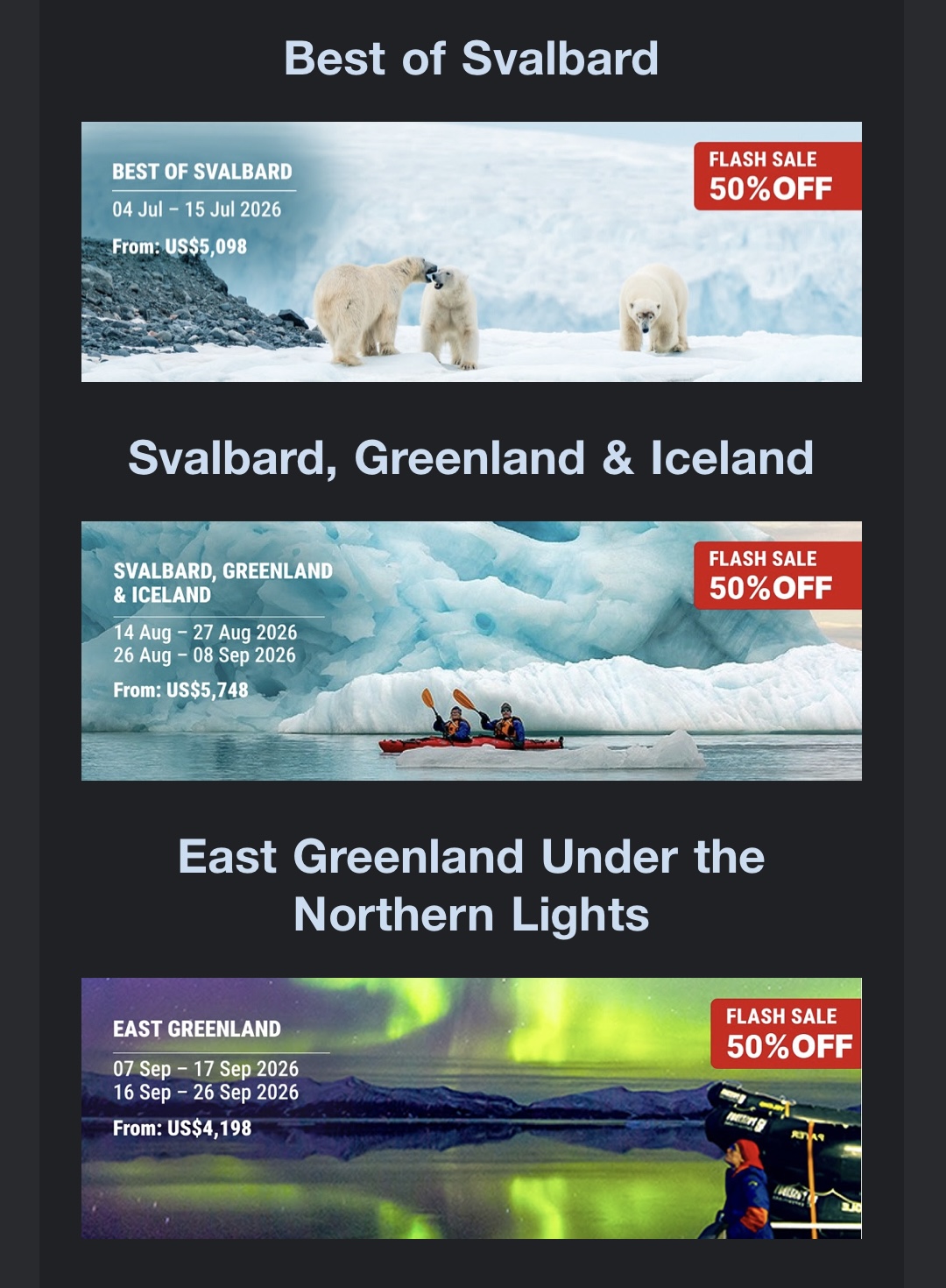 navigazioni Artico in offerta